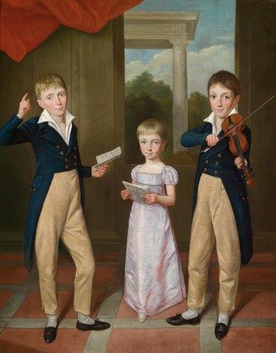 A Portrait of a Young Girl and Two Young Boys in a House Concert by Antoine Jean Gros